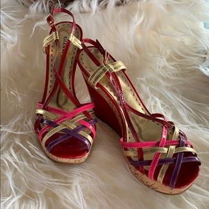 Gianni Bini Cork & Patent Leather Wedges WORN 1x